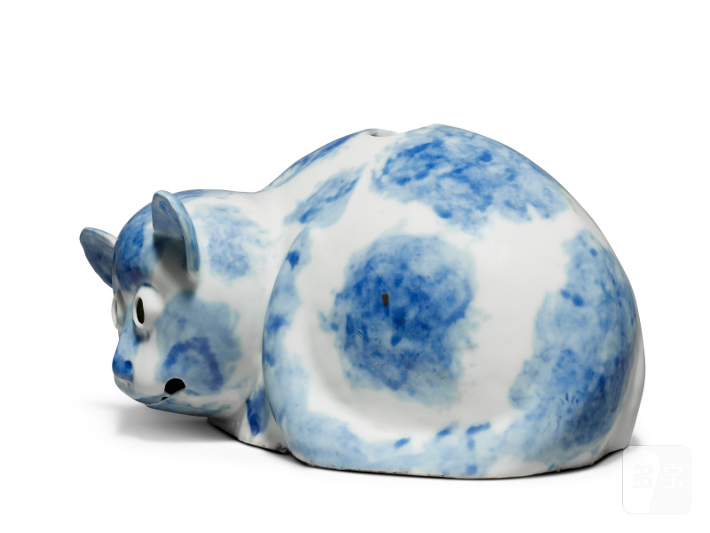 清康熙 青花貓形夜燈  CHINA, QING DYNASTY, KANGXI PERIOD (1662-1722) - 图2